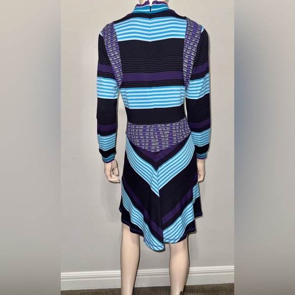 Anna Sui Mod Stripe Turtleneck Dress M - Picture 9 of 10